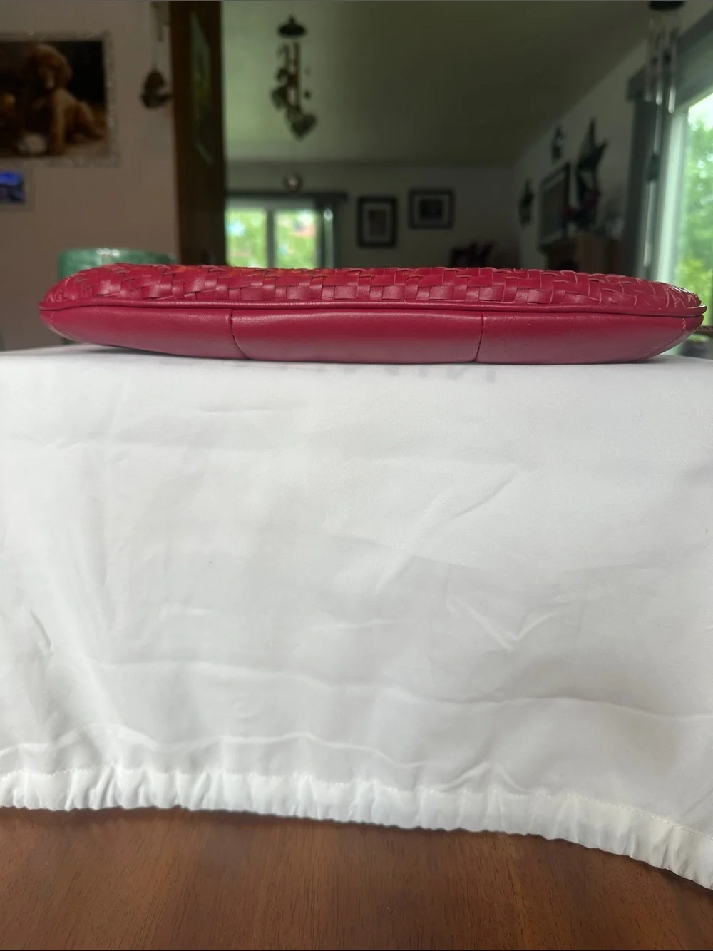 Coach Woven Leather Shoulder Bag in Raspberry - Picture 6 of 7